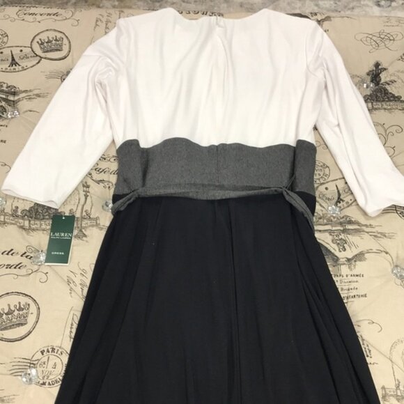 Lauren Ralph Lauren Paneled Jersey Fit-&-Flare Dress - Picture 4 of 11